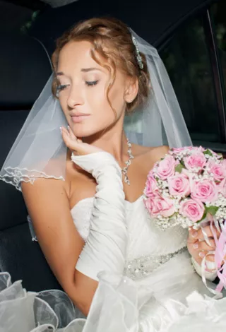 Bride in a luxury limo