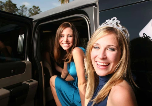 Girl sitting in a limo at a sweet 16 birthday party